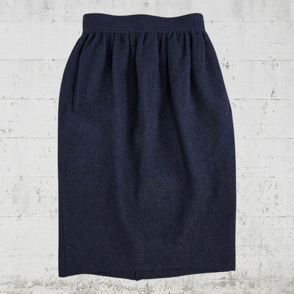 Y2K Ter Et Bantine Black Wool High Waisted Minimal Midi Straight Skirt Size 6 - Picture 1 of 9